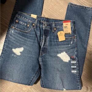 Levi's 501 High-Rise Classic Blue Distressed Women's Jeans